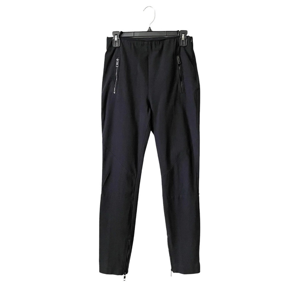 Rag & Bone New York Pants Women's Size 8 Black Ponte Skinny Ankle Zip Stretch